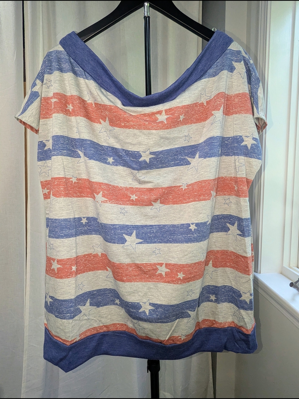 Women’s Stars & Stripes Short Sleeve Tee - Blue, Red & White
